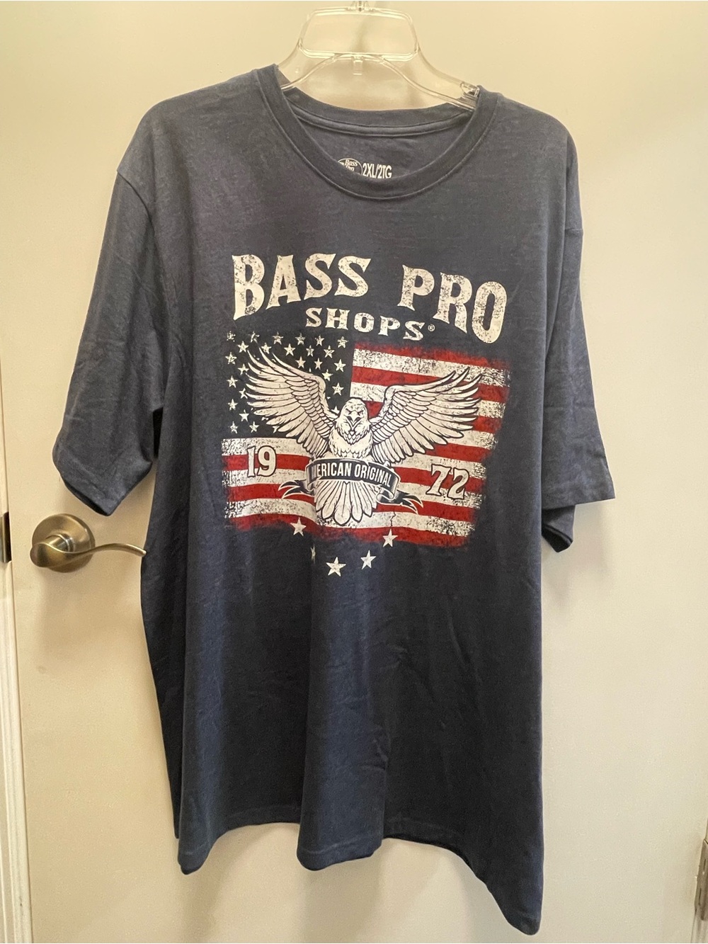 Bass Pro Shops Men’s 2XL Graphic Tee Navy Eagle Flag American Original 1972
